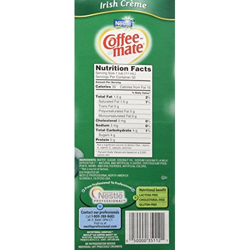 Coffee-Mate Irish Creme Liquid Creamer 50 Single Serve 3/8 Fl Oz