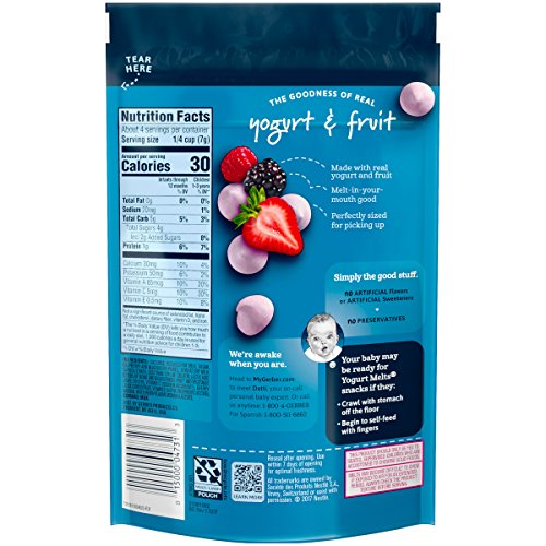 Gerber Yogurt Melts Freeze-Dried Yogurt Snack, Mixed Berries 1 O