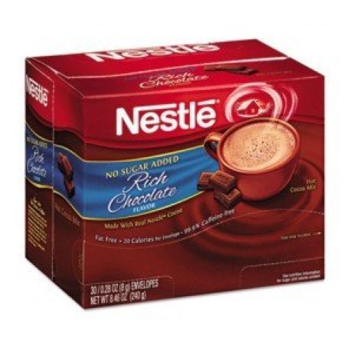 Nestle 61411 No-Sugar-Added Hot Cocoa Mix Envelopes Rich Chocola