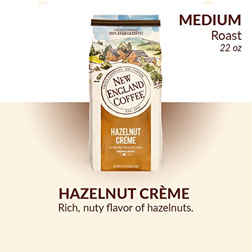 New England Coffee, Hazelnut Creme, Medium Roast Ground Coffee,