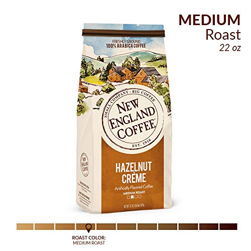 New England Coffee, Hazelnut Creme, Medium Roast Ground Coffee,