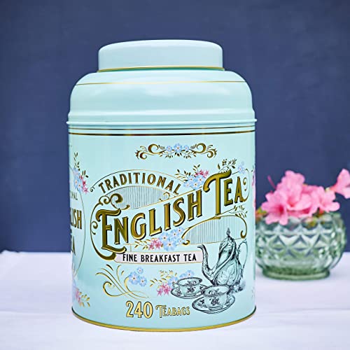New English Teas Vintage Victorian Round Tea Caddy with 240 Fine...