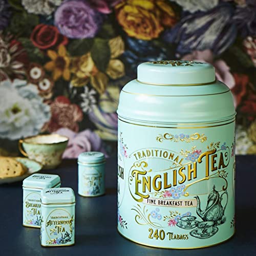 New English Teas Vintage Victorian Round Tea Caddy with 240 Fine...