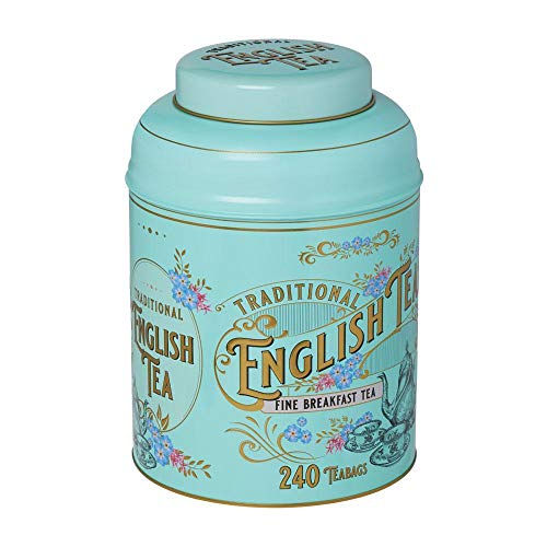 New English Teas Vintage Victorian Round Tea Caddy with 240 Fine...