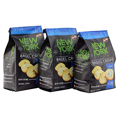 New York Style Bagel Crisps, Plain, 7.2 Ounce Pack Of 3
