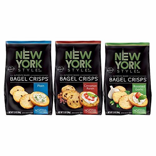 New York Style Bagel Crisps Plain, Garlic, Cinnamon Raisin - Pa