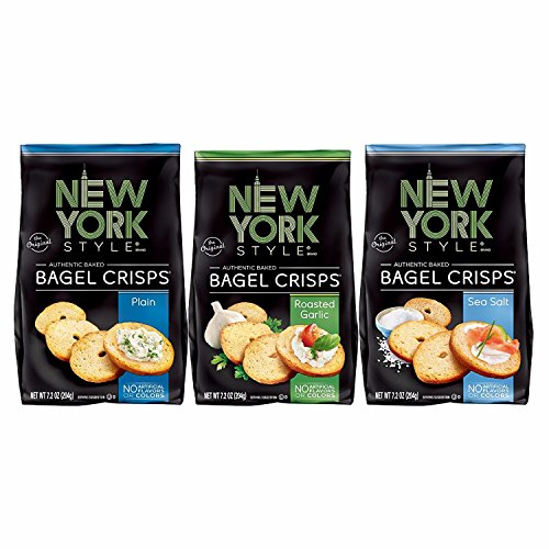 New York Style Bagel Crisps, Plain, Garlic, Sea Salt, 7.2 Ounce