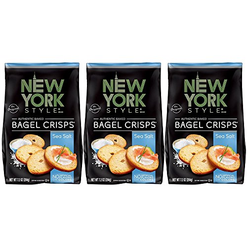New York Style Bagel Crisps, Sea Salt, 7.2 Ounce Pack Of 3