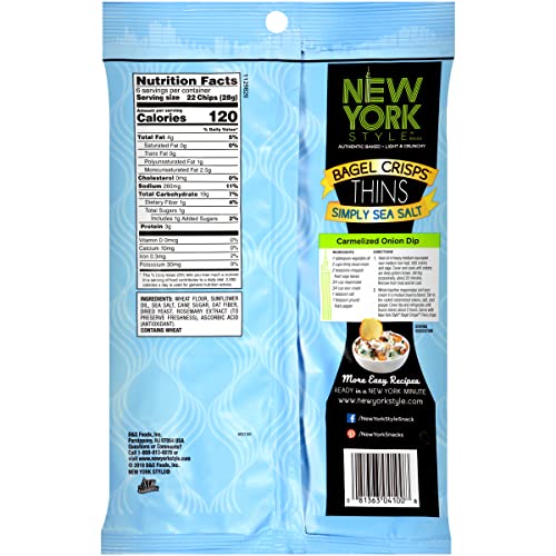 New York Style Bagel Thins, Simply Sea Salt, 6 Ounce Pack Of 12