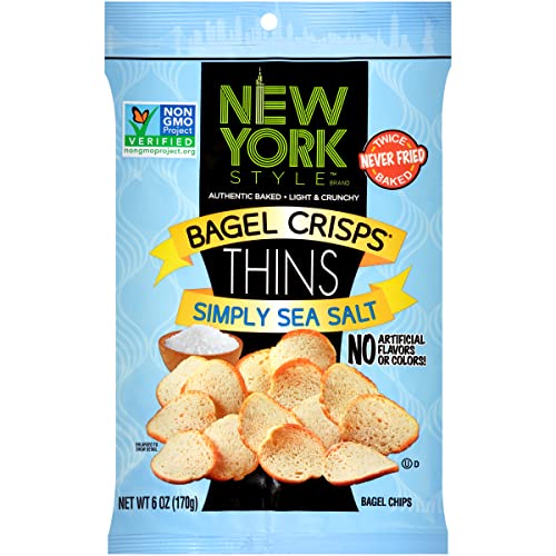 New York Style Bagel Thins, Simply Sea Salt, 6 Ounce Pack Of 12