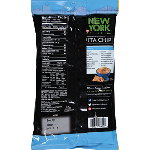 New York Style Pita Chips, Sea Salt, 8 Ounce Pack Of 12
