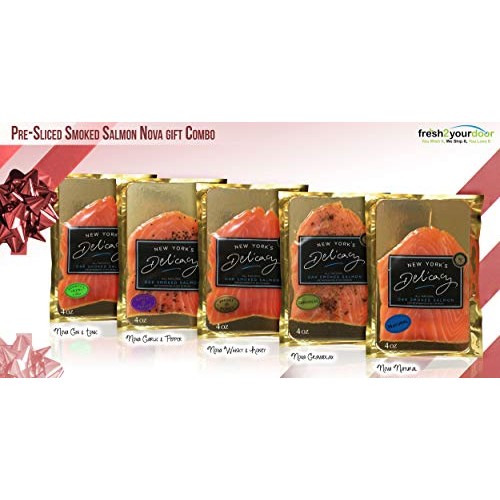 Pre-Sliced, Gourmet Smoked Salmon Nova Assorted Gift Combo. The
