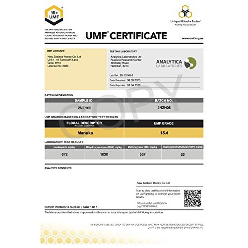 New Zealand Honey Co. Raw Manuka Honey Umf 15+ / Mgo 514+ | 17.6
