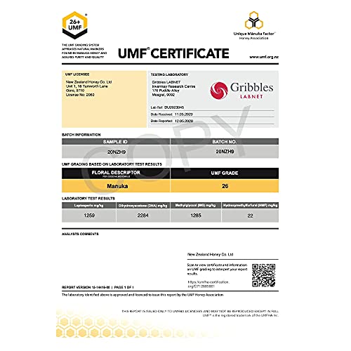 New Zealand Honey Co. Raw Manuka Honey Umf 26+ / Mgo 1282+ | 8.8