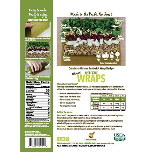 Gemwraps Apple-Kale Sandwich Wraps 6-Sheets