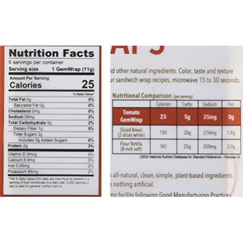 Gemwraps Tomato Sandwich Wraps 6-Sheets