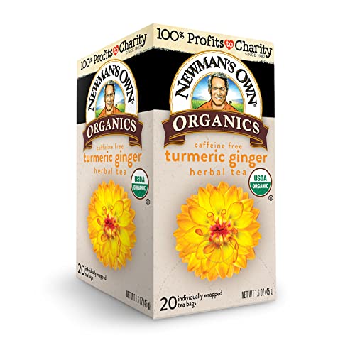 Newman’s Own Organic Turmeric Ginger Herbal Tea Caffeine-Free Ma...