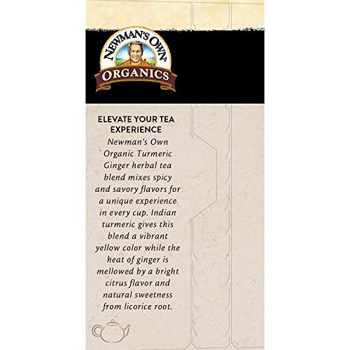 Newman’s Own Organic Turmeric Ginger Herbal Tea Caffeine-Free Ma...
