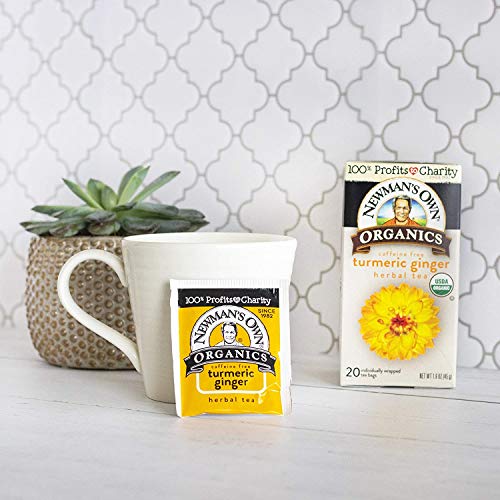 Newman’s Own Organic Turmeric Ginger Herbal Tea Caffeine-Free Ma...