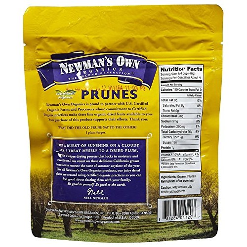 Newmans Own Organics Organics California Prunes Pouches, 6 Oz,