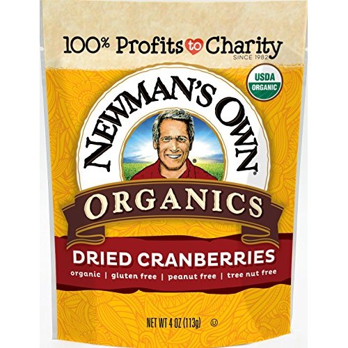 Newmans Own Organics Dried Cranberries, 4-Ounce Pouches Pack O