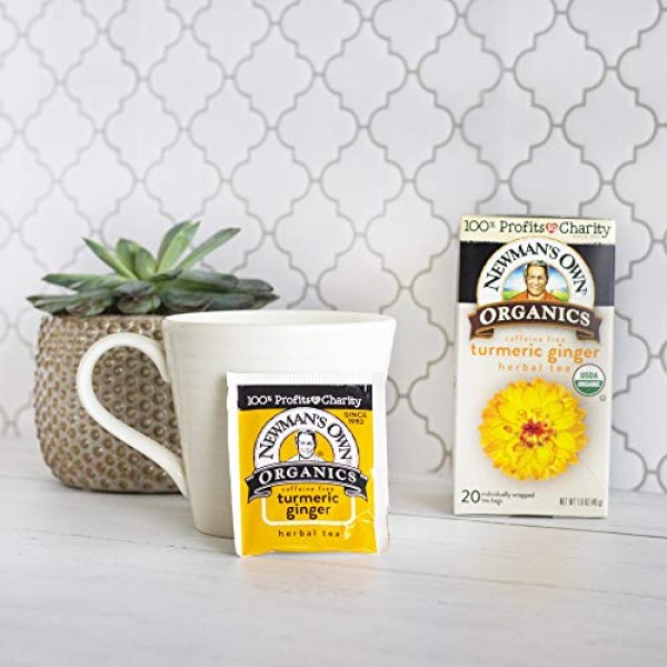 Newmans Own Organics Turmeric Ginger Herbal Tea, 20 Individuall