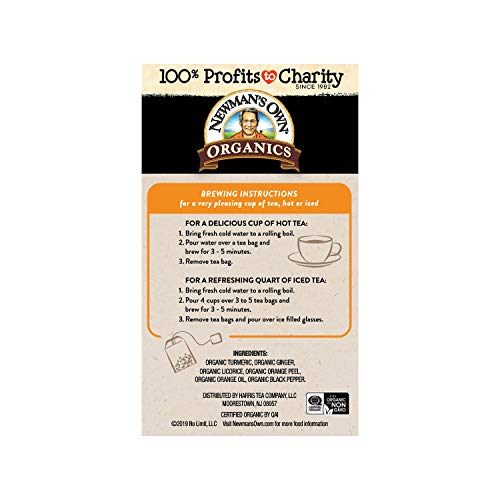 Newmans Own Organics Turmeric Ginger Herbal Tea, 20 Individuall