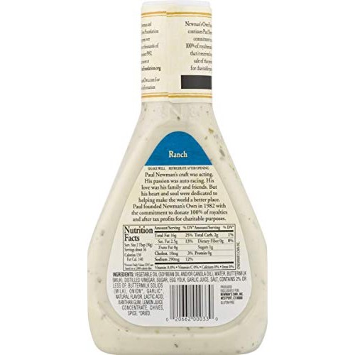 Newmans Own Salad Dressing, Ranch, 16-Ounce Bottles Pack Of 6