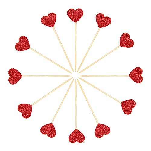 Newqueen Glitter Heart Cupcake Toppers Picks For Sweet Love Them