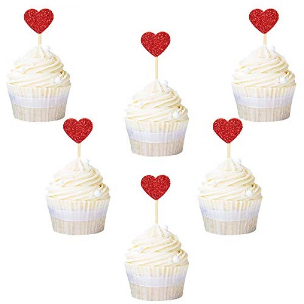 Newqueen Glitter Heart Cupcake Toppers Picks For Sweet Love Them