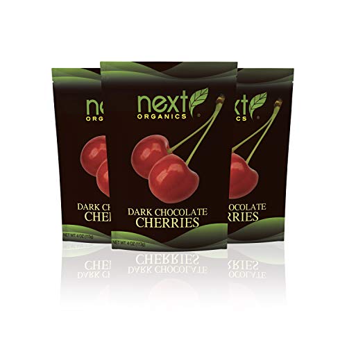 Next Organic Cherries Dark Chocolate Covered, 4-Ounce Pack Of 3