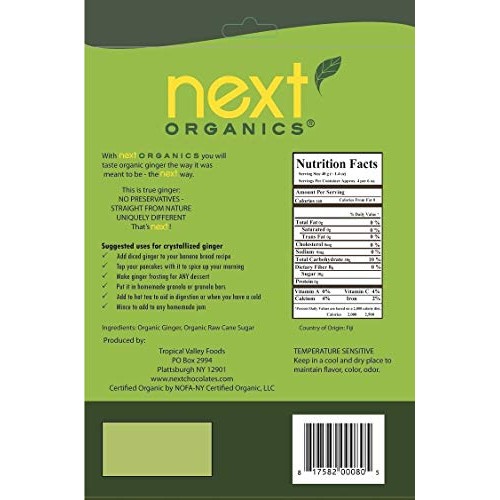 Next Organics Crystallized Ginger Cubes, 6 Oz Bag Pack Of 3