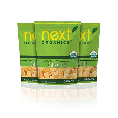 Next Organics Crystallized Ginger Cubes, 6 Oz Bag Pack Of 3