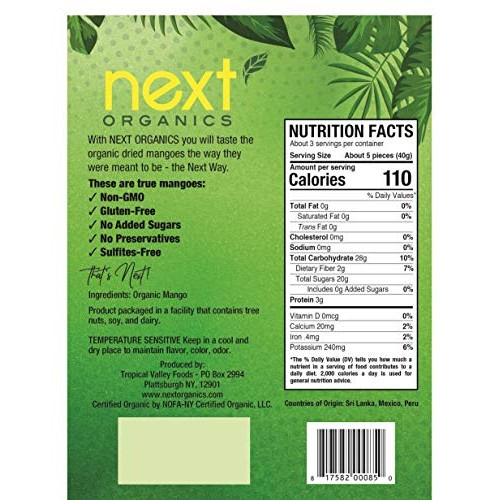 Next Organics Organic Dried Fruit, Mango, 4 Ounce, 6 Count