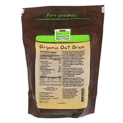 Now Real Food Organic Oat Bran 14 Ounces / 397 Grams Pack Of 3
