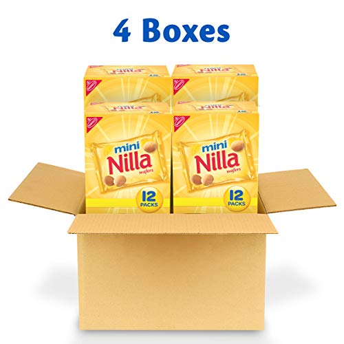 Nilla Wafers Mini Vanilla Wafer Cookies, 4 Boxes Of 12 Snack Pac