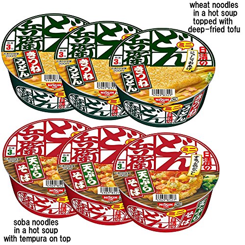 Donbei Mini 1.5Oz 6Pcs Set Various Taste Udon Soba Nissinn Japan