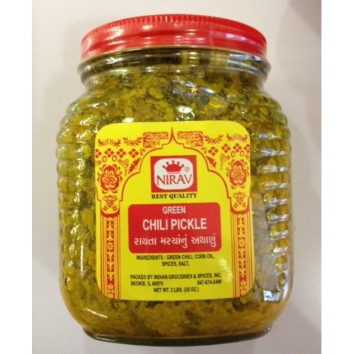 Nirav - Green Chilli Pickle - 36 Oz