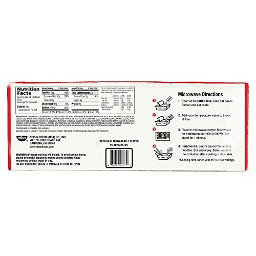 Nissin Chow Mein Premium Teriyaki Beef, 4.0 Ounce Pack Of 12
