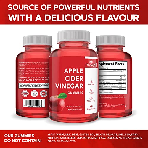 NIWALI Apple Cider Vinegar Gummy Vitamins - Immunity and Detoxif...