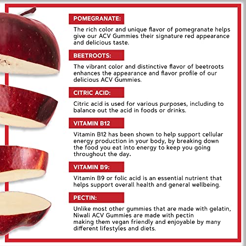 NIWALI Apple Cider Vinegar Gummy Vitamins - Immunity and Detoxif...
