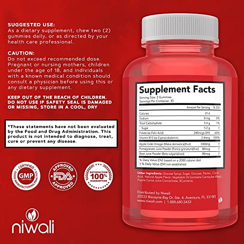 NIWALI Apple Cider Vinegar Gummy Vitamins - Immunity and Detoxif...
