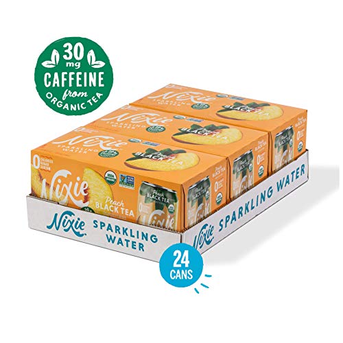 Nixie Sparkling Water, Peach Black Tea, Lightly Caffeinated 30m...