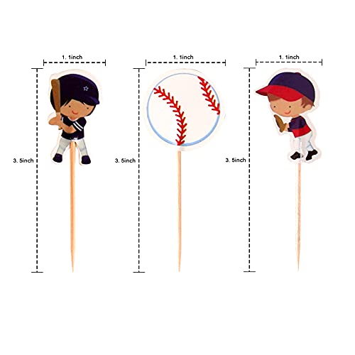 Nmas 48Pcs Baseballs Cupcake Toppers For Birthday Sport Theme Pa