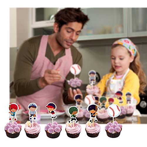 Nmas 48Pcs Baseballs Cupcake Toppers For Birthday Sport Theme Pa