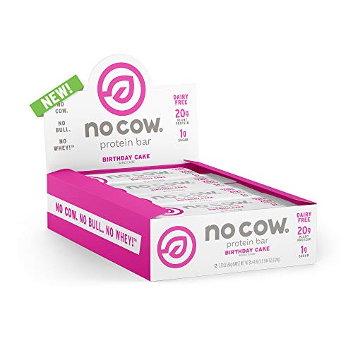 No Cow Protein Bar, Birthday Cake, 21G Plant Based Protein, Keto
