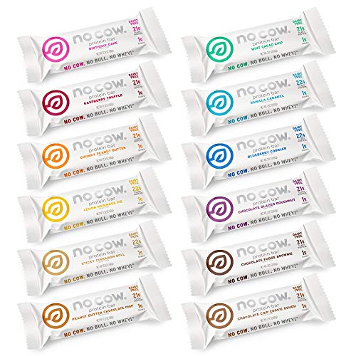 No Cow Protein Bars, 12 Flavor Sampler Pack, 20G Plus Plant Base