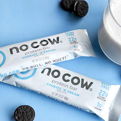 No Cow Protein Bars, Cookies N Cream, 20G Plant Based Vegan Pro
