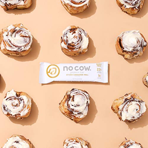No Cow Protein Bars, Sticky Cinnamon Roll, 22G Plant Based Vegan