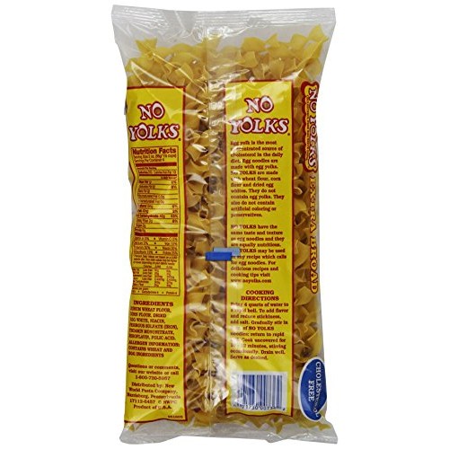 No Yolks Cholesterol Free Egg White Pasta, Extra Broad Noodles,